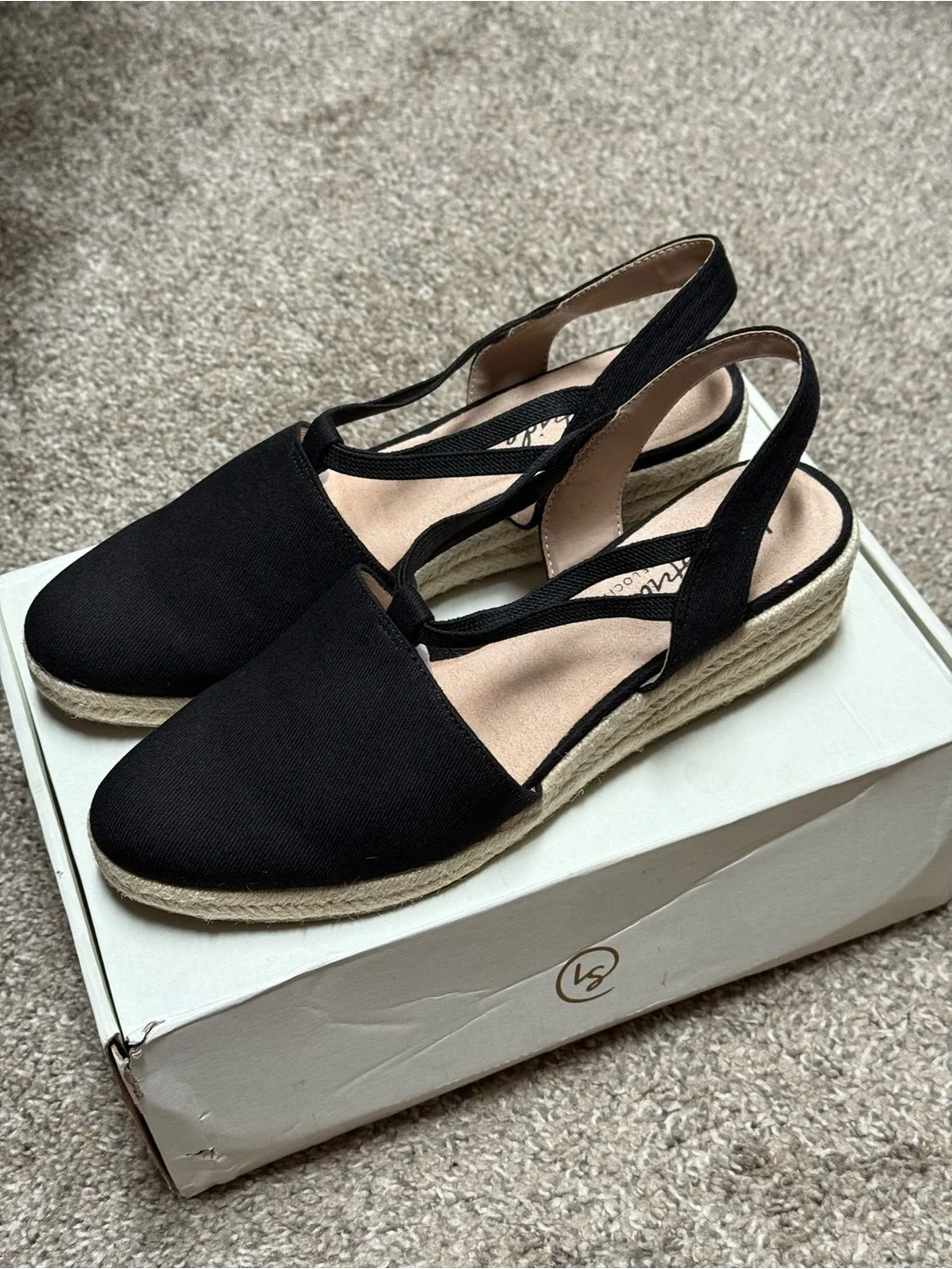 Lifestride Katrina 2 Black canvas Espadrille Wedges - Women 8.5M NEW